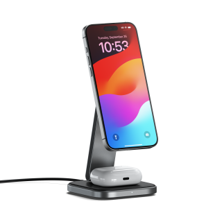 Satechi 2-in-1 Foldable Qi2 Wireless Charging Stand - Space Gray
