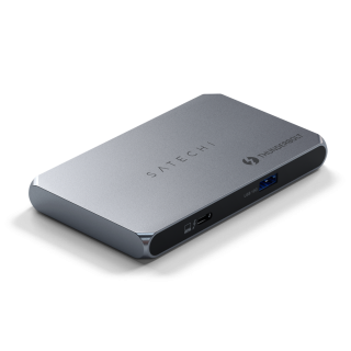 Satechi Aluminium Thunderbolt 4 Slim Hub (3x Thunderbolt 4 Downstream Ports 40 Gbps,2x 4K 60Hz or 1x 8K or 1x 6K on Mac,1x DC 20V Port) - Grey