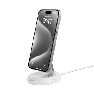 Belkin BOOSTCHARGE PRO Convertible Qi2 15w Magnetic Charging Stand, w/PSU - White