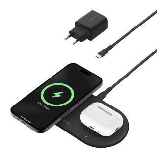 Belkin BOOSTCHARGE PRO 2in1 Qi2 15w Magnetic Charging Pad - Black