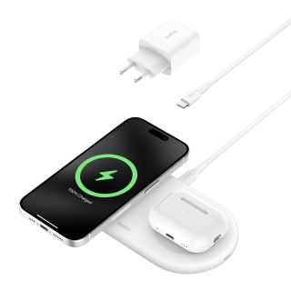 Belkin BOOSTCHARGE PRO 2in1 Qi2 15w Magnetic Charging Pad - White
