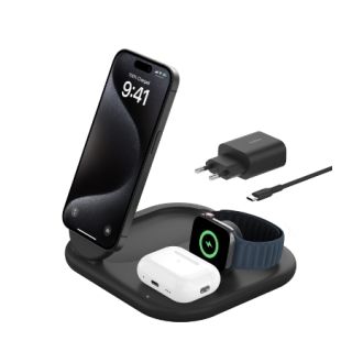 Belkin BOOSTCHARGE Qi2 15w Magnetic 3in1 Stand - Black