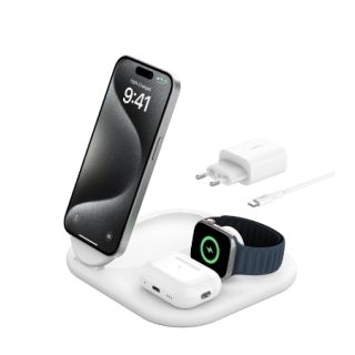 Belkin BOOSTCHARGE Qi2 15w Magnetic 3in1 Stand - White