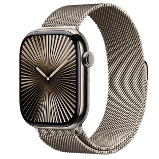 Apple Watch S10 Cellular 46mm Natural Titanium Case with Natural Milanese Loop - S/M