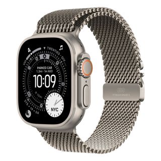 Apple Watch Ultra 3 Cellular 49mm Natural Titanium Case with Natural Titanium Milanese Loop - Large