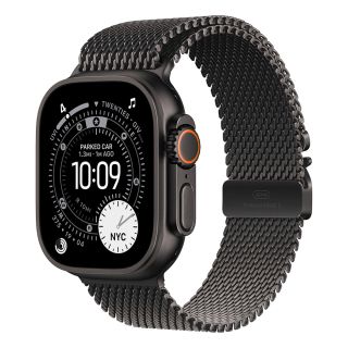 Apple Watch Ultra 3 Cellular 49mm Black Titanium Case with Black Titanium Milanese Loop - Large