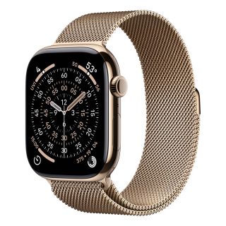 Apple Watch S11 Cellular 46mm Gold Titanium Case with Gold Milanese Loop - S/M