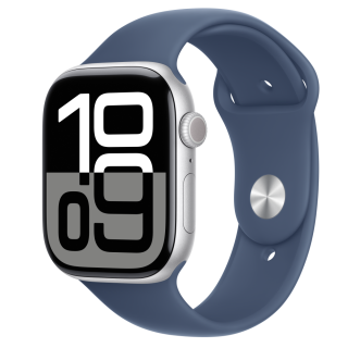 Apple Watch S10 GPS 46mm Silver Alu Case with Denim Sport Band - M/L