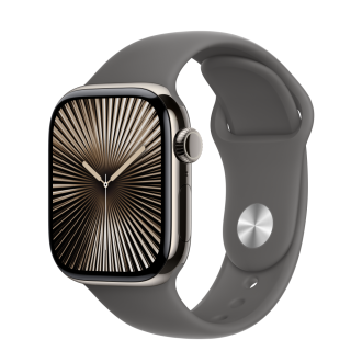 Apple Watch S10 Cellular 42mm Natural Titanium Case with Stone Grey Sport Band - M/L