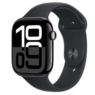 Apple Watch S10 Cellular 46mm Jet Black Alu Case with Black Sport Band - S/M
