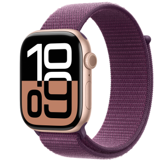 Apple Watch S10 Cellular 46mm Rose Gold Alu Case with Plum Sport Loop