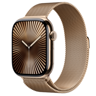 Apple Watch S10 Cellular 46mm Gold Titanium Case with Gold Milanese Loop - M/L