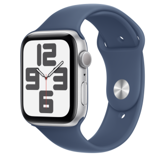 Apple Watch SE2 v3 GPS 44mm Silver Alu Case with Denim Sport Band - M/L