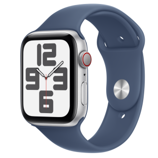 Apple Watch SE2 v3 Cellular 44mm Silver Alu Case with Denim Sport Band - S/M