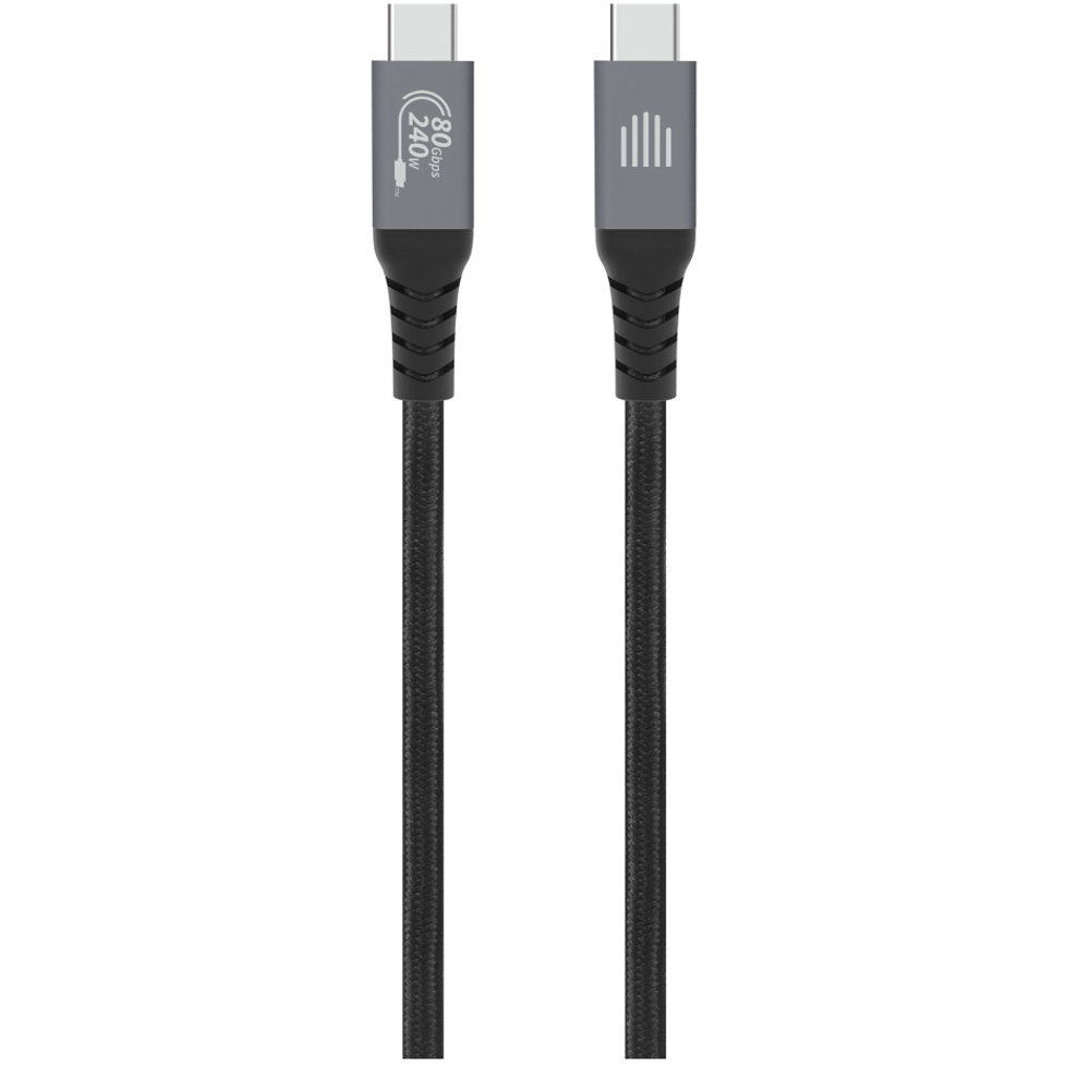 Dviced USB4 Braided Cable, 80 Gbps, 240 W, (Thunderbolt compatible), 1m - black