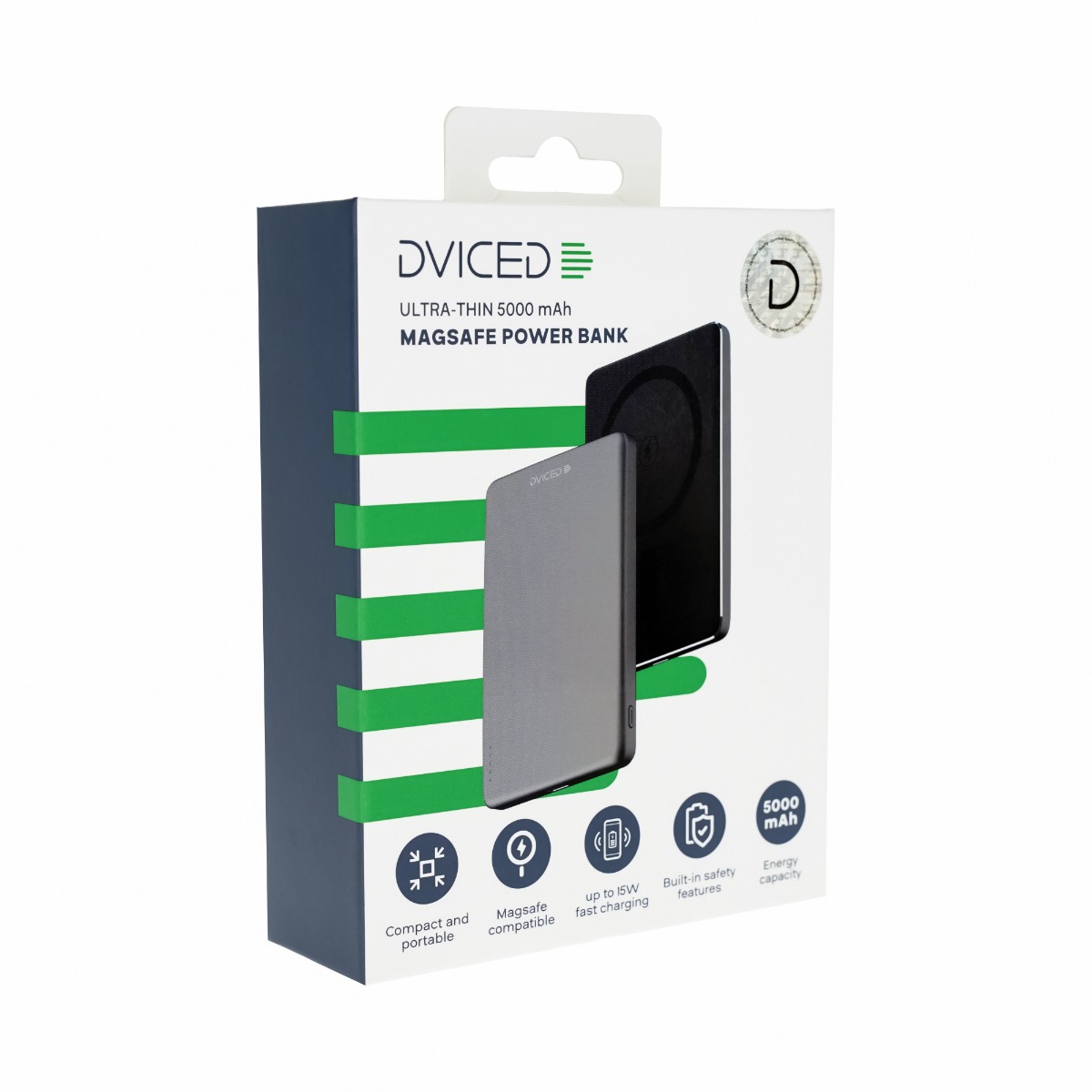 Dviced Ultrathin Power bank 5000mAh - Black/Grey