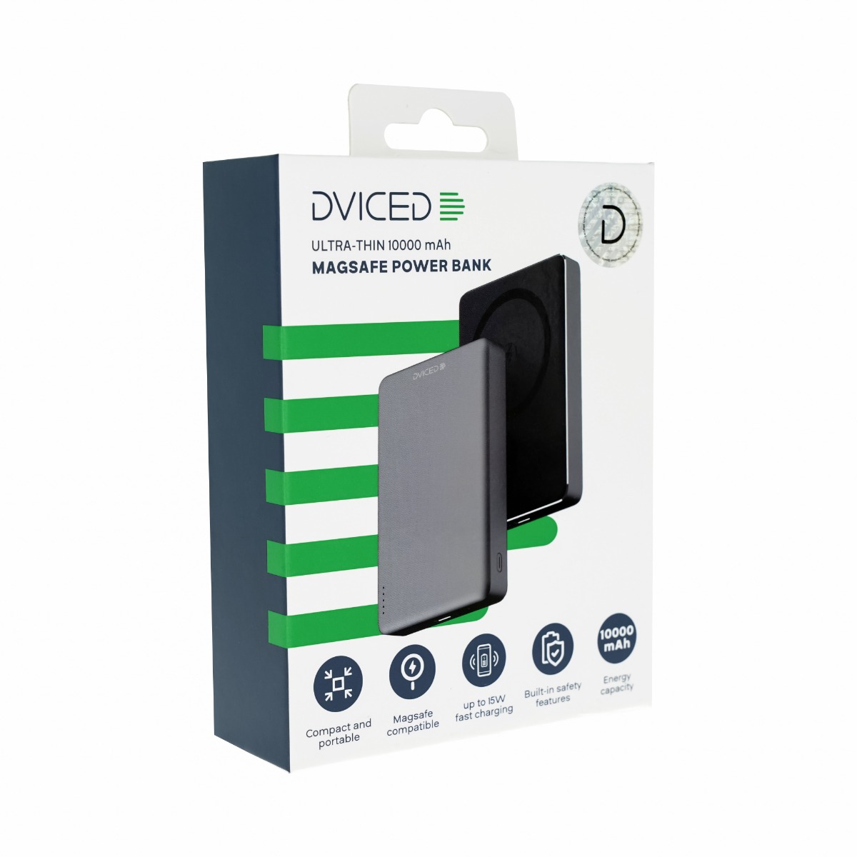 Dviced Ultrathin Power bank 10000mAh - Black/Grey