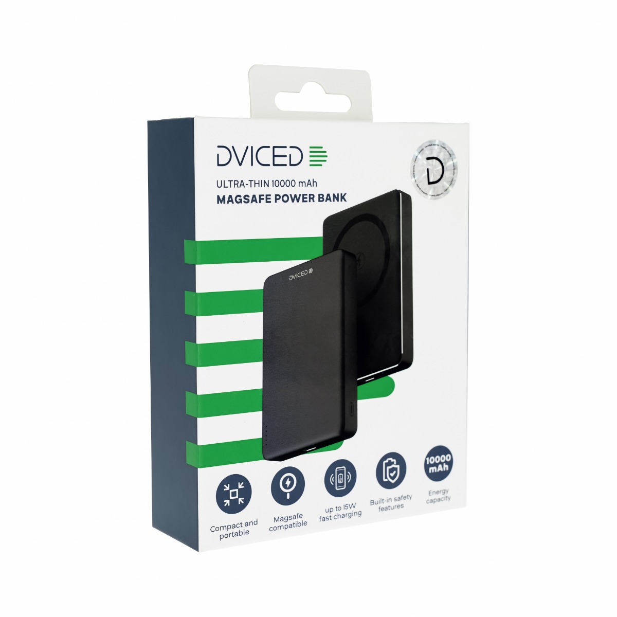 Dviced Ultrathin Power bank 10000mAh - Black/Black