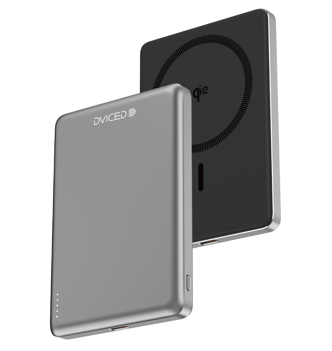 Dviced Qi2 Ultrathin MagSafe Power bank 5000mAh - black/grey