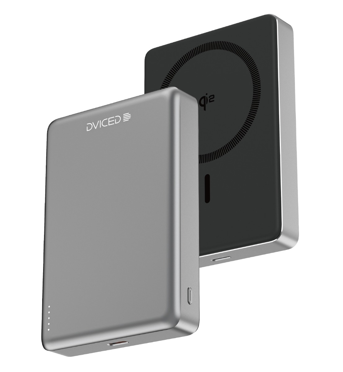 Dviced Qi2 Ultrathin MagSafe Power bank 10000mAh - black/grey