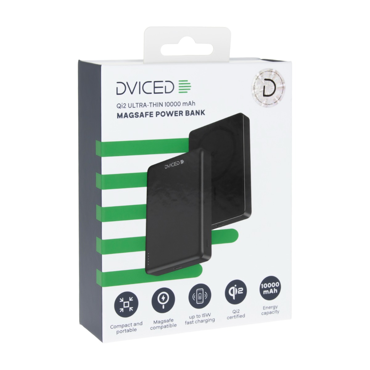 Dviced Qi2 Ultrathin MagSafe Power bank 10000mAh - black