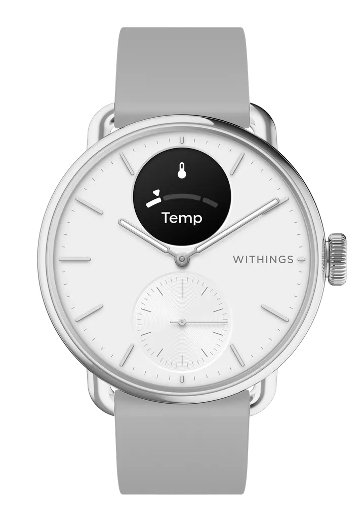 Withings Scanwatch 2 / 38mm (Activity, Sleep Tracker, ECG, Temperature, SPO2 / Stainless steel, fkm wristband, sapphire glass) - White