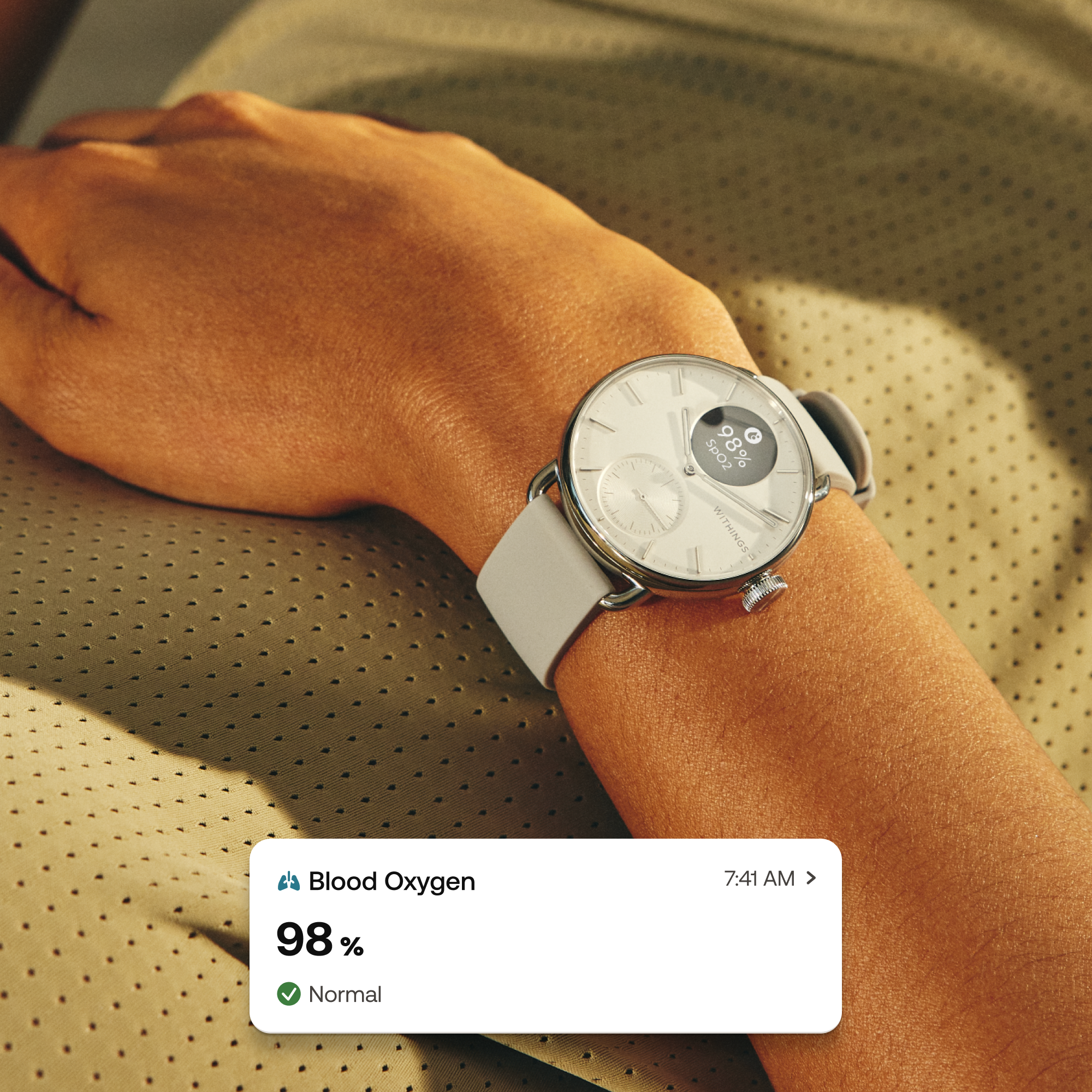 Withings Scanwatch 2 / 38mm (Activity, Sleep Tracker, ECG, Temperature, SPO2 / Stainless steel, fkm wristband, sapphire glass) - White