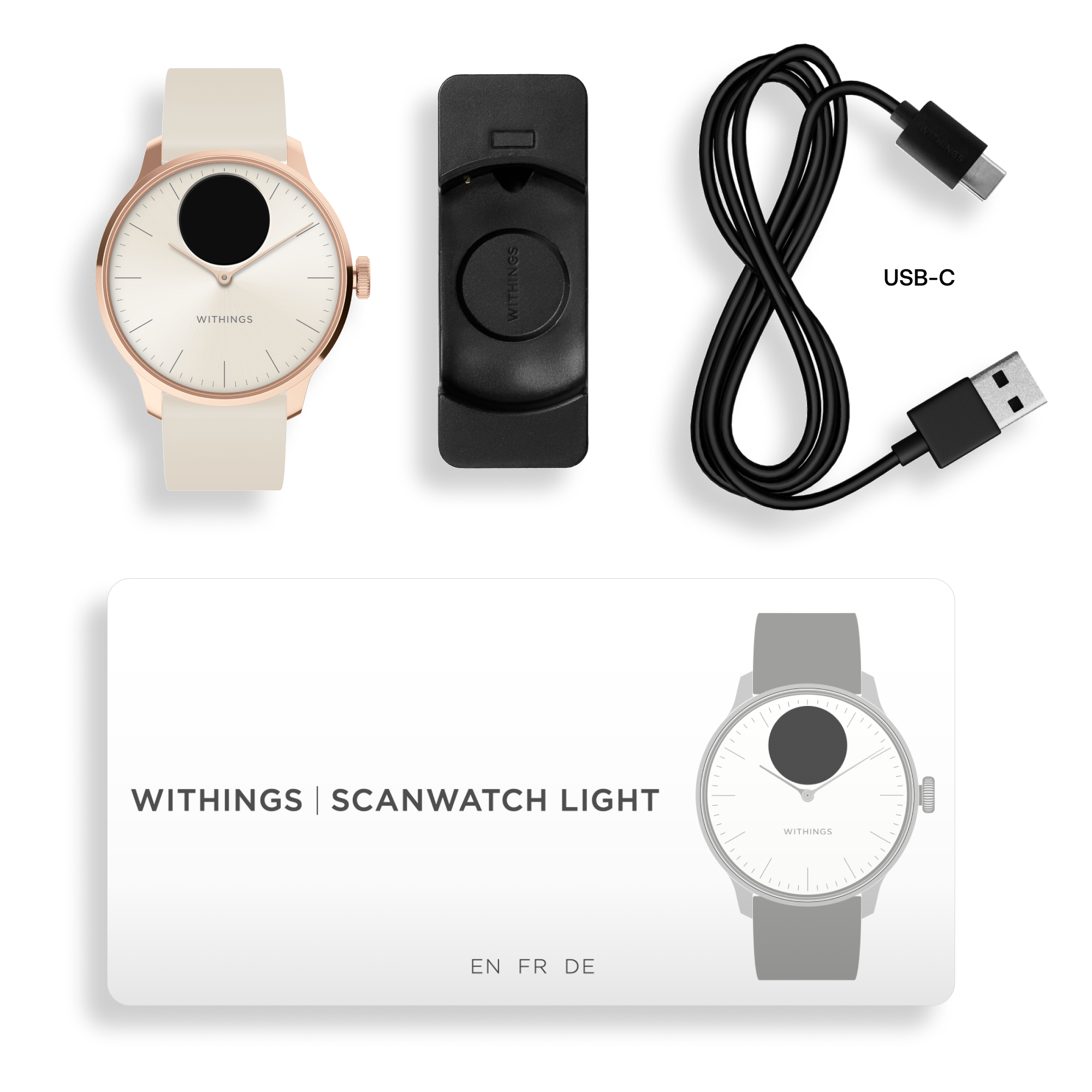 Withings Scanwatch Light / 37mm  (Activity, Sleep Tracker / Stainless steel, fkm wristband, sapphire glass) - Send