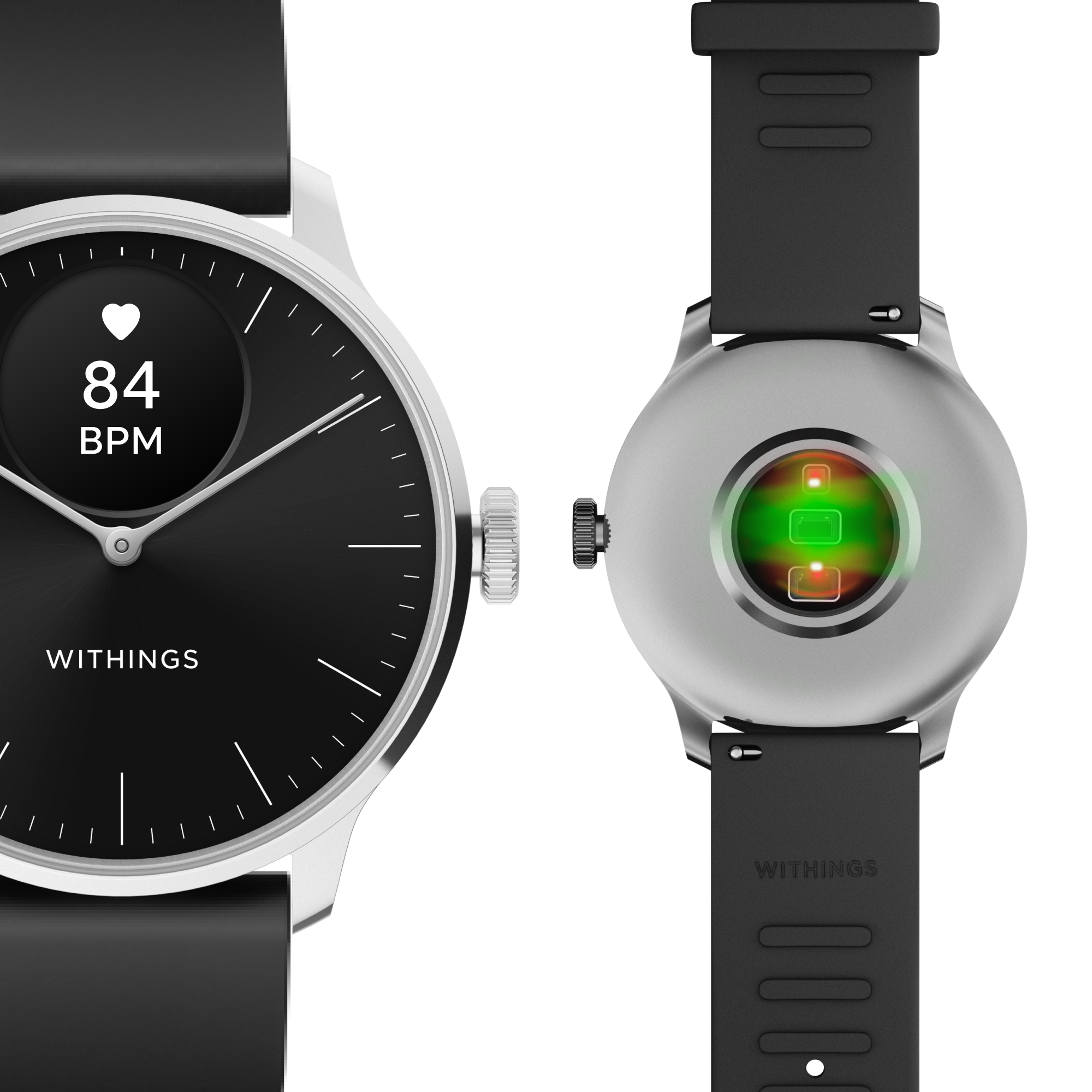 Withings Scanwatch Light / 37mm (Activity, Sleep Tracker / Stainless steel, fkm wristband, sapphire glass) - Black