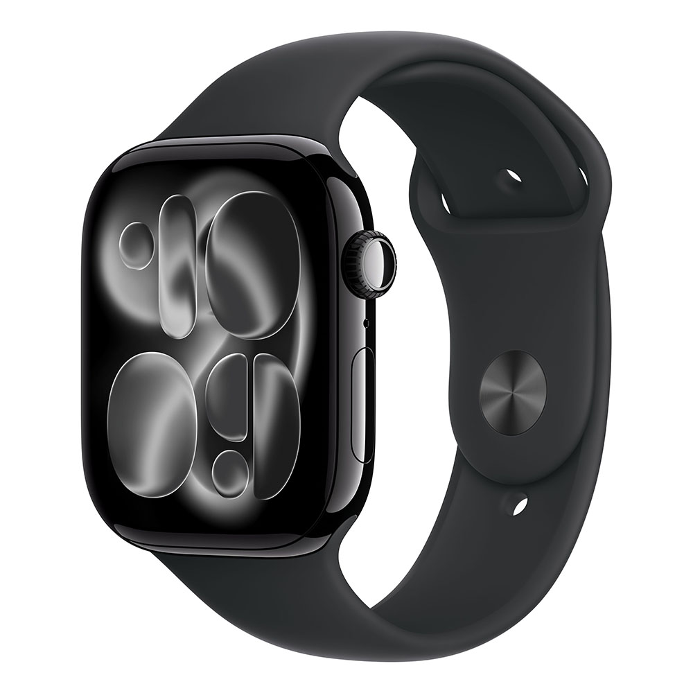 Apple Watch S11 GPS 46mm Jet Black Aluminium Case with Black Sport Band - S/M