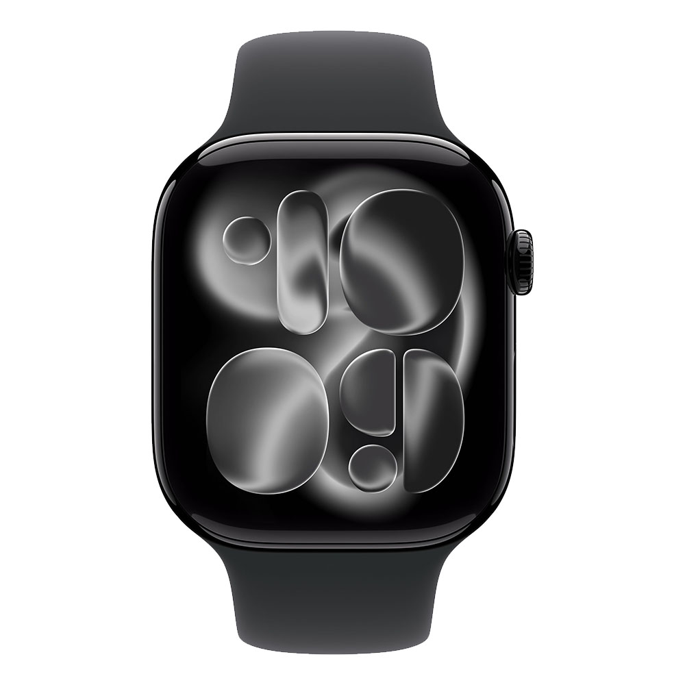 Apple Watch S11 GPS 46mm Jet Black Aluminium Case with Black Sport Band - M/L