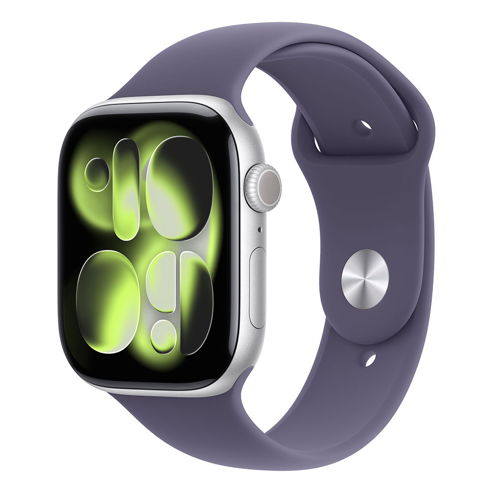 Apple Watch S11 GPS 46mm Silver Aluminium Case with Purple Fog Sport Band - S/M