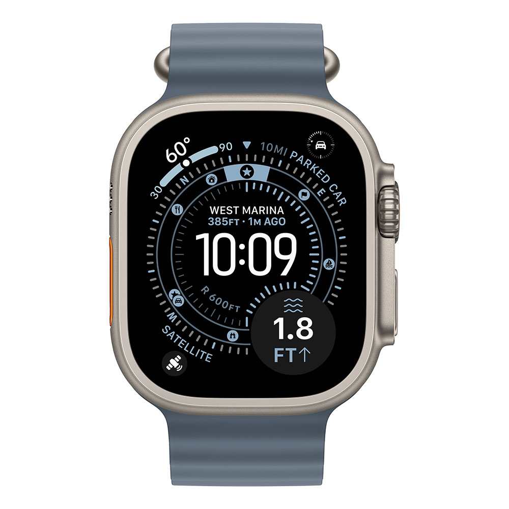 Apple Watch Ultra 3 Cellular 49mm Natural Titanium Case with Anchor Blue Ocean Band
