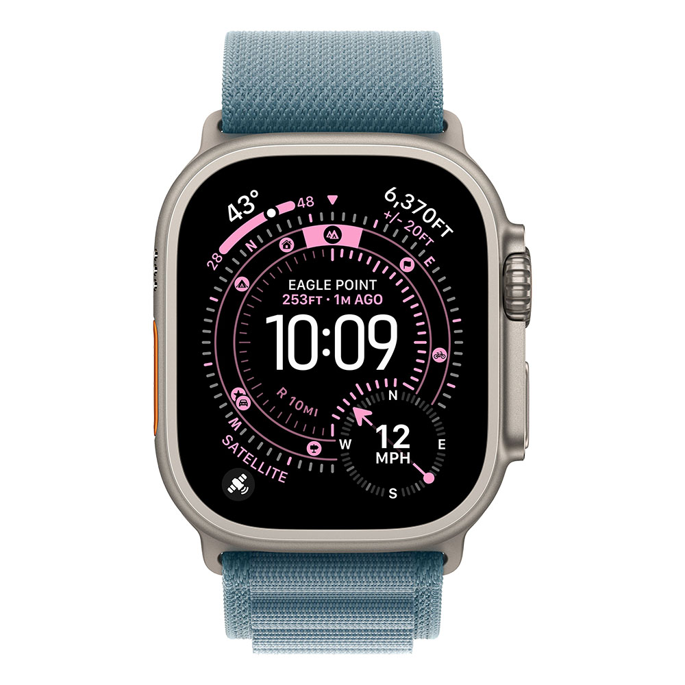 Apple Watch Ultra 3 Cellular 49mm Natural Titanium Case with Light Blue Alpine Loop - Large