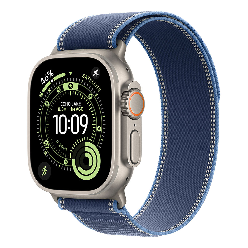 Apple Watch Ultra 3 Cellular 49mm Natural Titanium Case with Blue/Bright Blue Trail Loop - S/M