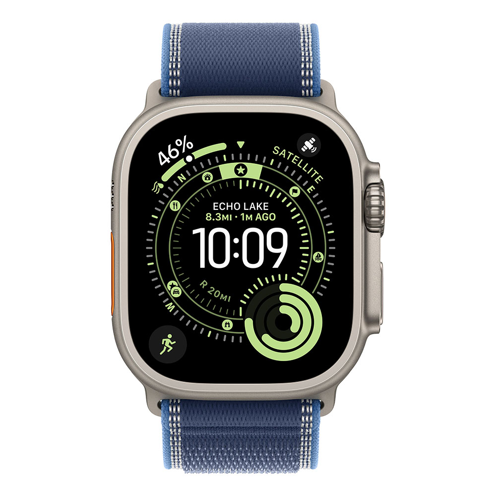 Apple Watch Ultra 3 Cellular 49mm Natural Titanium Case with Blue/Bright Blue Trail Loop - S/M