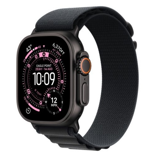 Apple Watch Ultra 3 Cellular 49mm Black Titanium Case with Black Alpine Loop - Large