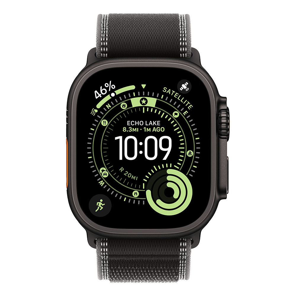 Apple Watch Ultra 3 Cellular 49mm Black Titanium Case with Black/Charcoal Trail Loop - M/L