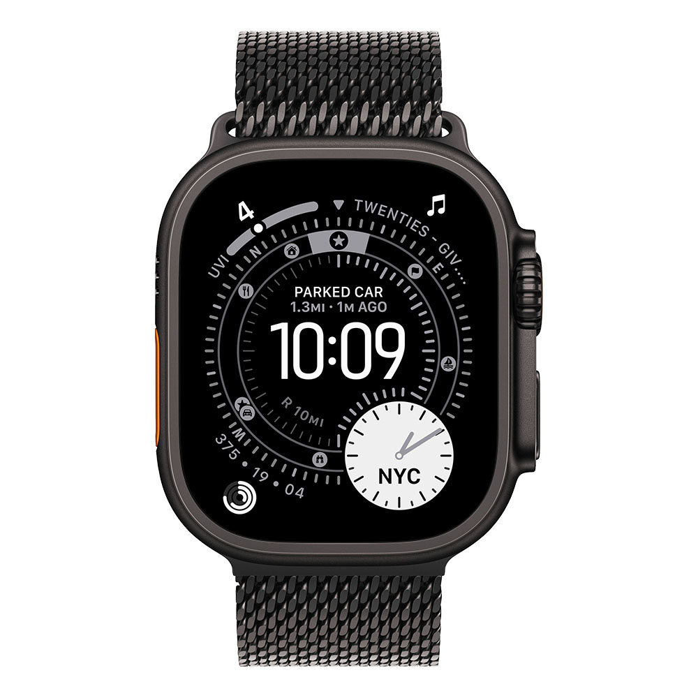 Apple Watch Ultra 3 Cellular 49mm Black Titanium Case with Black Titanium Milanese Loop - Small