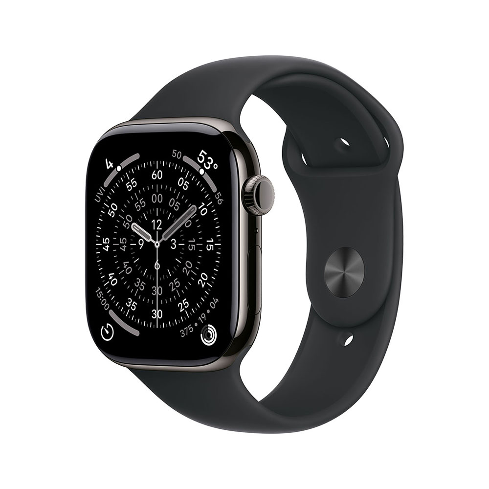 Apple Watch S11 Cellular 42mm Slate Titanium Case with Black Sport Band - M/L