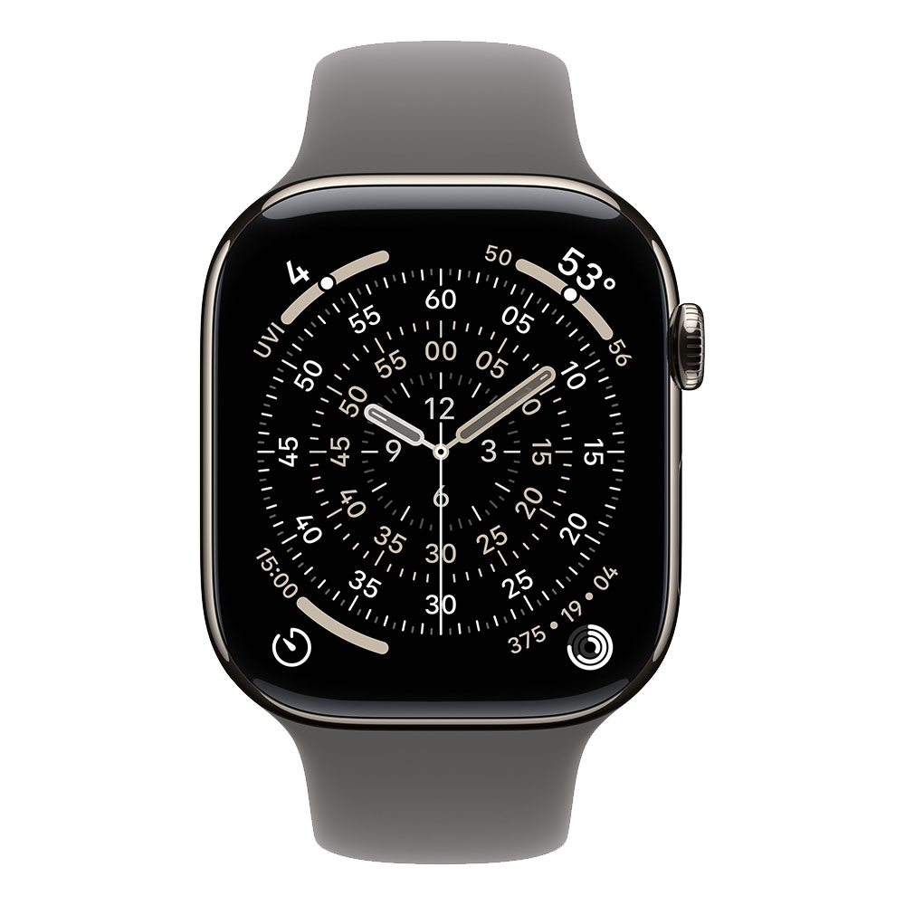 Apple Watch S11 Cellular 46mm Natural Titanium Case with Stone Grey Sport Band - M/L