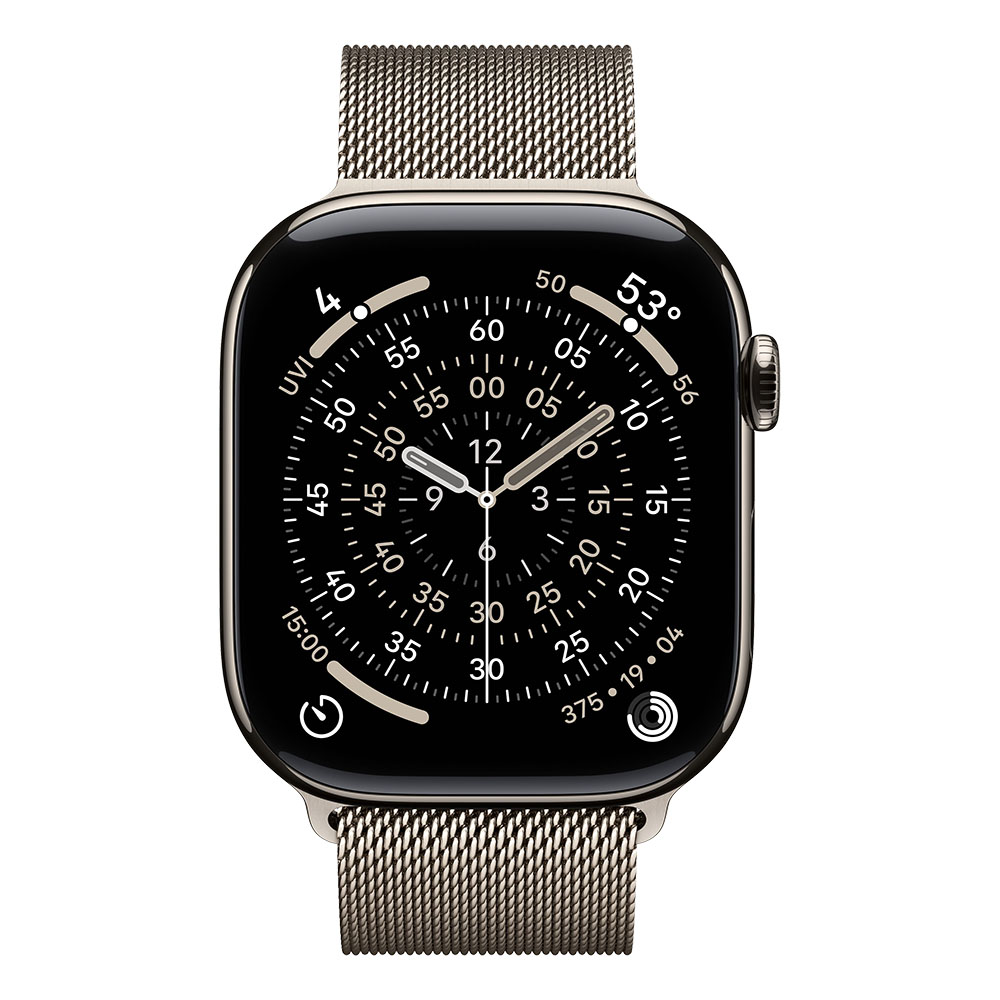 Apple Watch S11 Cellular 46mm Natural Titanium Case with Natural Milanese Loop - S/M