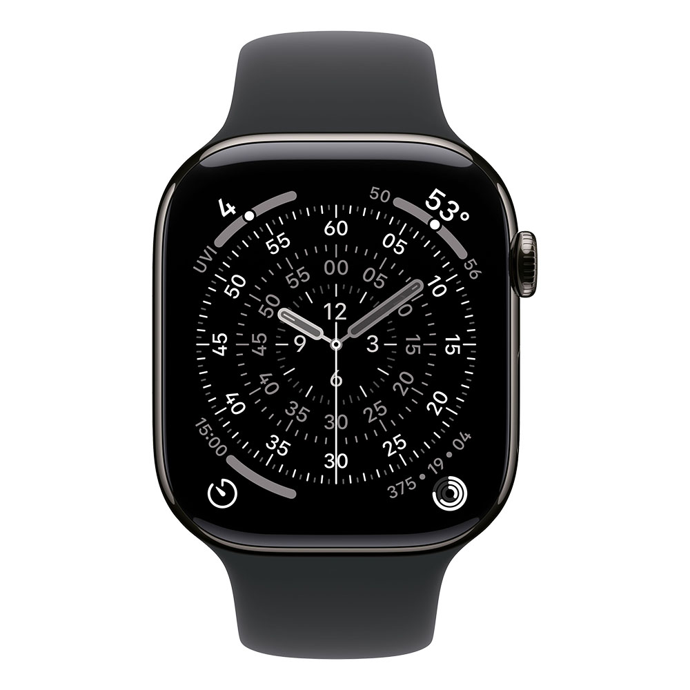 Apple Watch S11 Cellular 46mm Slate Titanium Case with Black Sport Band - S/M