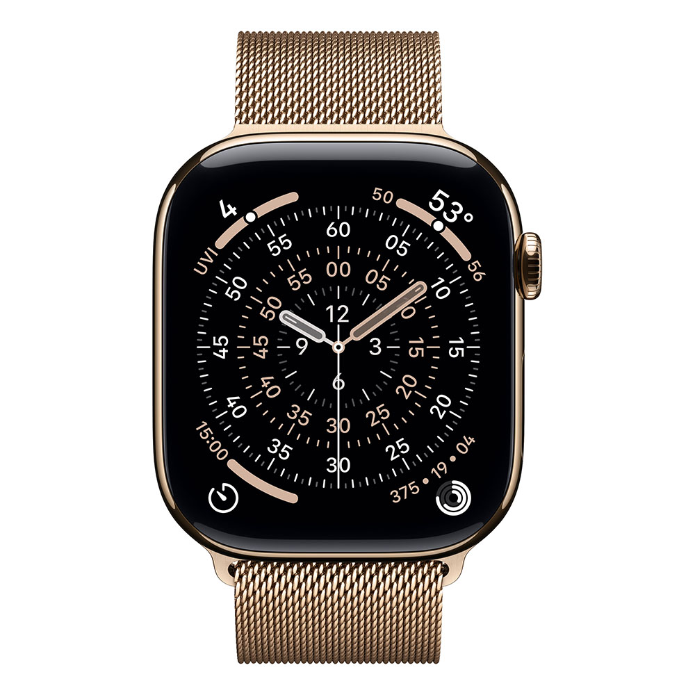 Apple Watch S11 Cellular 46mm Gold Titanium Case with Gold Milanese Loop - S/M