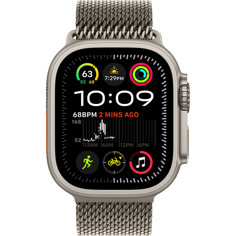 Apple Watch Ultra2 v2 Cellular 49mm Natural Titanium Case with Natural Titanium Milanese Loop - S