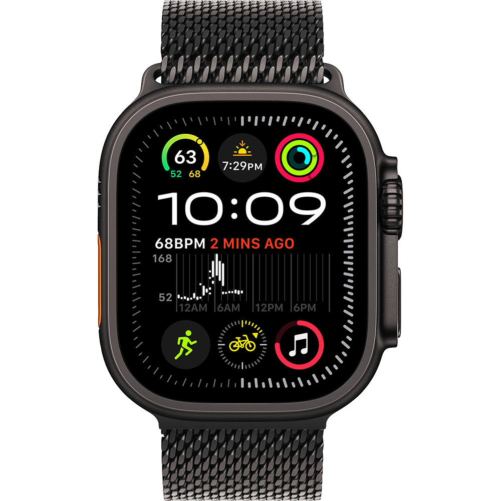 Apple Watch Ultra2 v2 Cellular 49mm Black Titanium Case with Black Titanium Milanese Loop - L