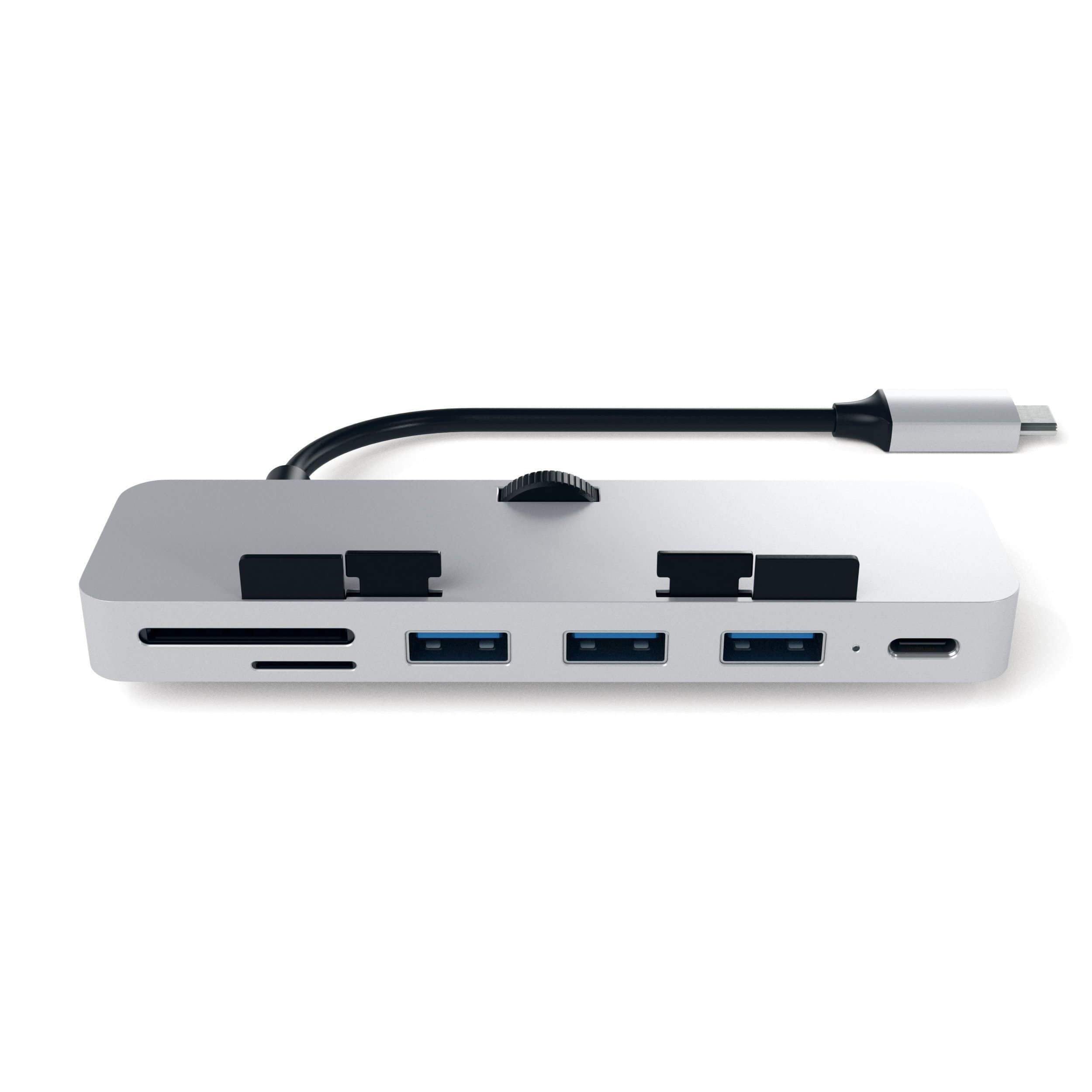 Satechi Aluminum Type-C CLAMP PRO Hub (3x USB 3.0,MicroSD) - Silver