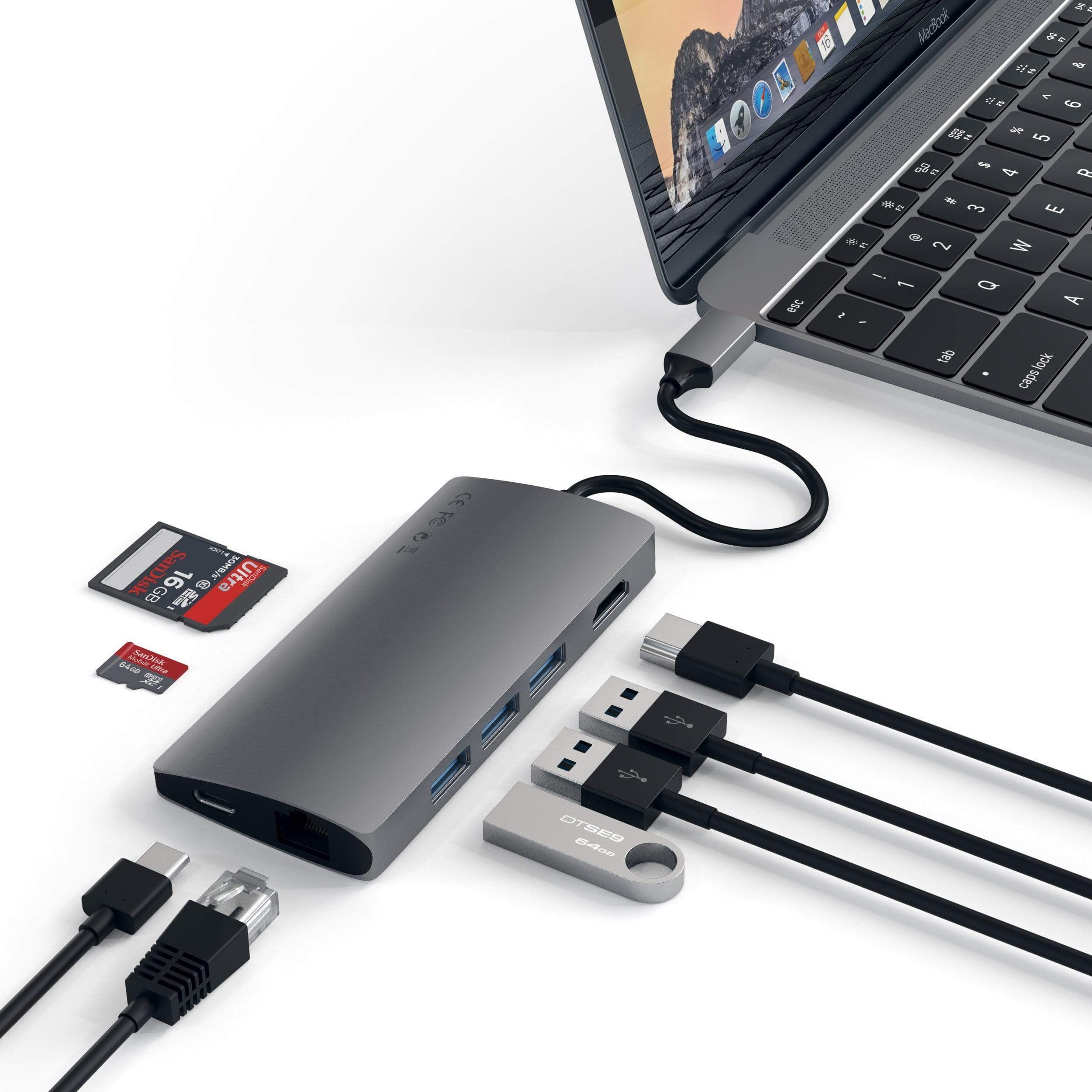 Satechi Aluminium Type-C Multi-Port Adapter (HDMI 4K,3x USB 3.0,MicroSD,Ethernet V2) - Space Grey