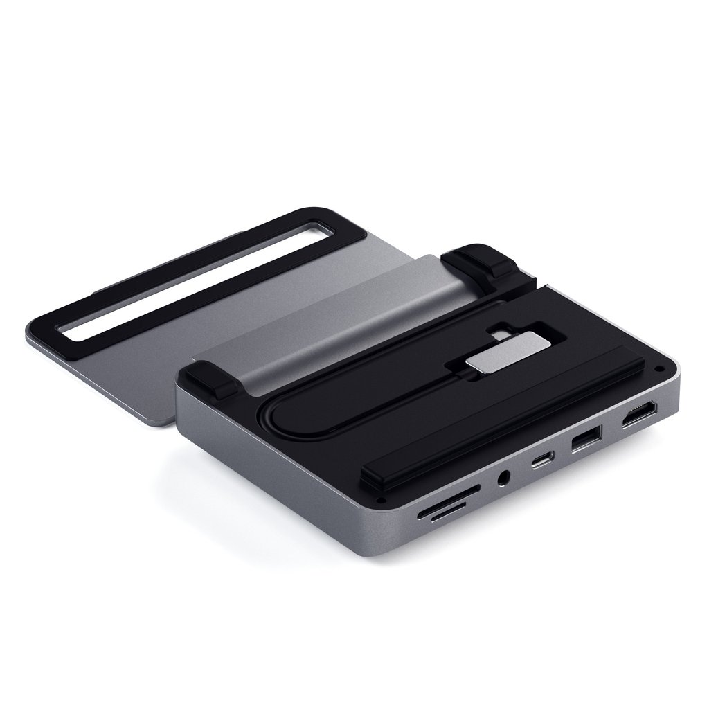Satechi Aluminium Stand & Hub for iPad Pro (USB-C PD up to 60W,4K HDMI(60Hz),USB-A,SDcard, audio 3.5mm ) - Space Grey