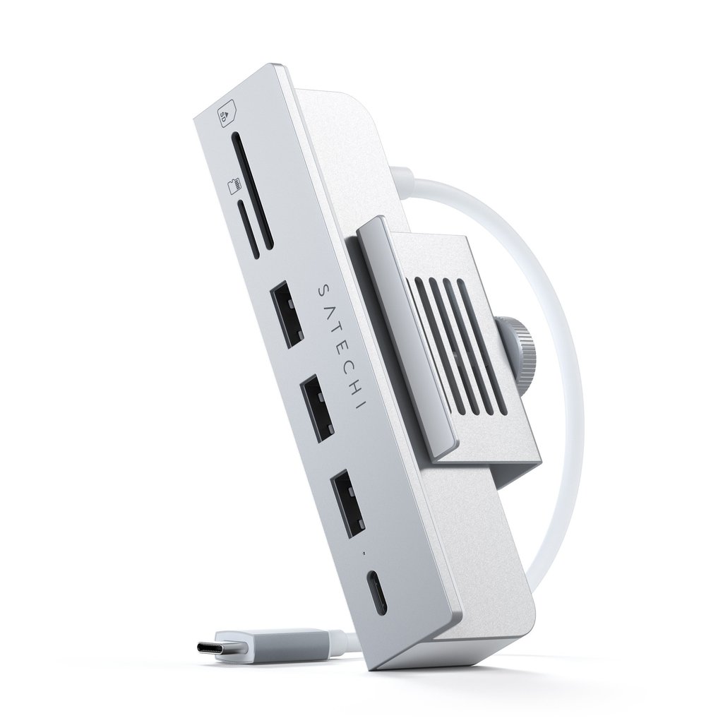 Satechi USB-C Clamp Hub iMac 24inch (2021) / (1x USB-C up to 5 Gbps,3x USB-A 3.0 up to 5 Gbps, inc. Apple S.Drive Micro/SD) - Silver